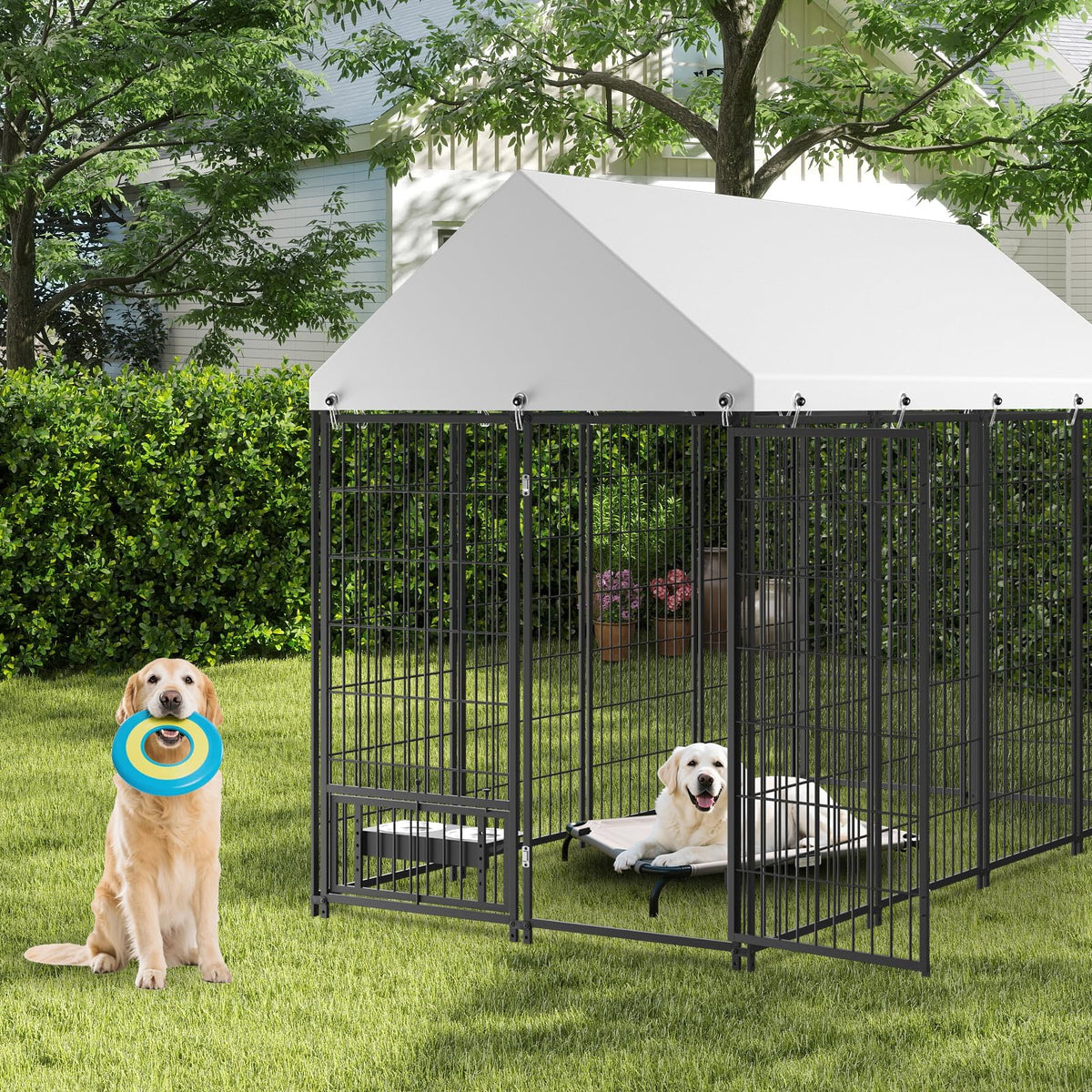 7.9 x 4.1 x 5.9 ft Outdoor Dog Kennel with Waterproof Roof J389260