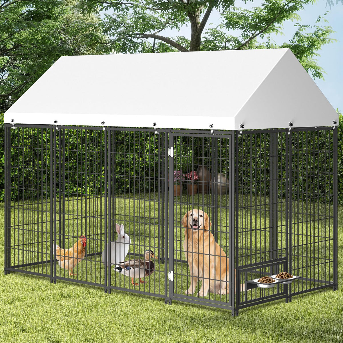 7.9 x 4.1 x 5.9 ft Outdoor Dog Kennel with Waterproof Roof J389260